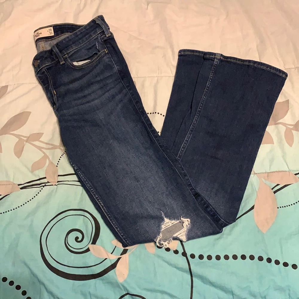 Hollister boot cut jeans (holes in knees)